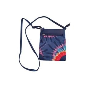 Tie Dye Crossbody Bag Blue Multi Color Festival Travel Shoulder Purse Zippered